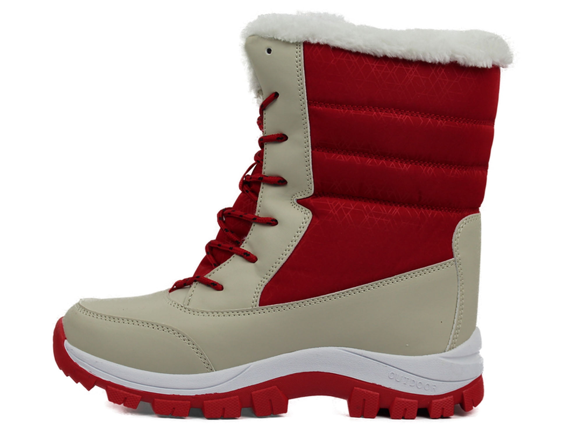 OwnShoe Mid-Calf Snow Boots for Women Faux Fur Winter Shoes Water Resistant Outdoor Hiking Boots