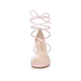 thumbnail image 6 of BLISSFUL STEP Women's Clear Strap Block Heel Lace up Heels Sandals Bling Pink (Size 10), 6 of 7