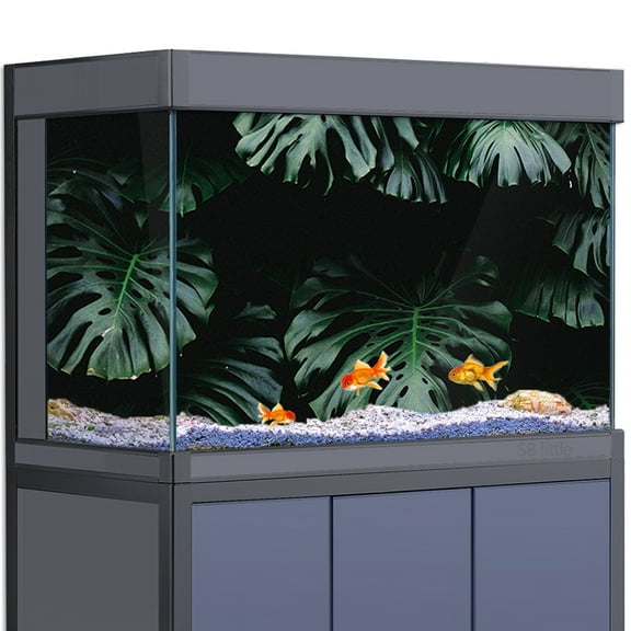 Aquarium Background Sticker - Monstera Leaf Green Plant  HD Poster Decoration - for 5-60 Gallon Fish Tanks Terrarium