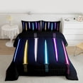 thumbnail image 2 of Manfei Modern Cool Gradient Light Queen Comforter Set,Cartoon Light Sword Bedding Sets,Multicolor Neon Bedding Comforter Set For Boys Kids,Breathable Home Decor Reversible,3pcs, 2 of 8