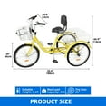 thumbnail image 5 of Dextrus Carbon Steel Cruiser Tricycle with Shimano Shifting for Adults, Bright Yellow, 5 of 9