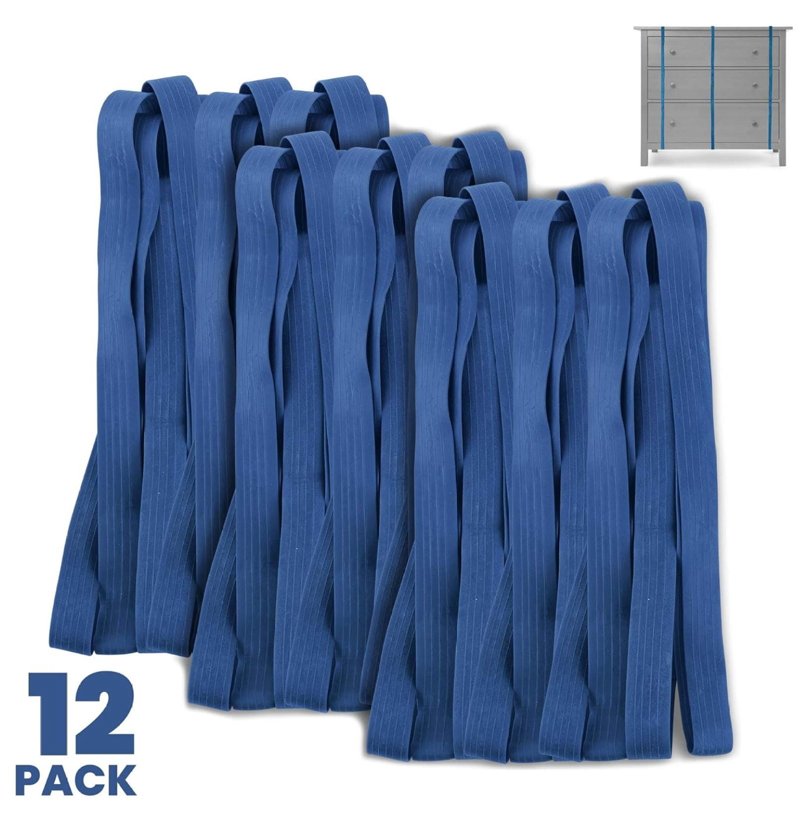 12 Pack of Extra Large Rubber Bands- 36" Length Extra Strength Mover Bands - Pallet Band or Moving Blanket Band (Color May Vary) - by Gexandy