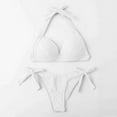 thumbnail image 4 of WREESH Womens Two Piece Swimsuit Halter Bikini Set High Cut Bikini Fashion Solid Bikini Push-Up Padded Swimsuit Set Beach Bathing Suit White, 4 of 6
