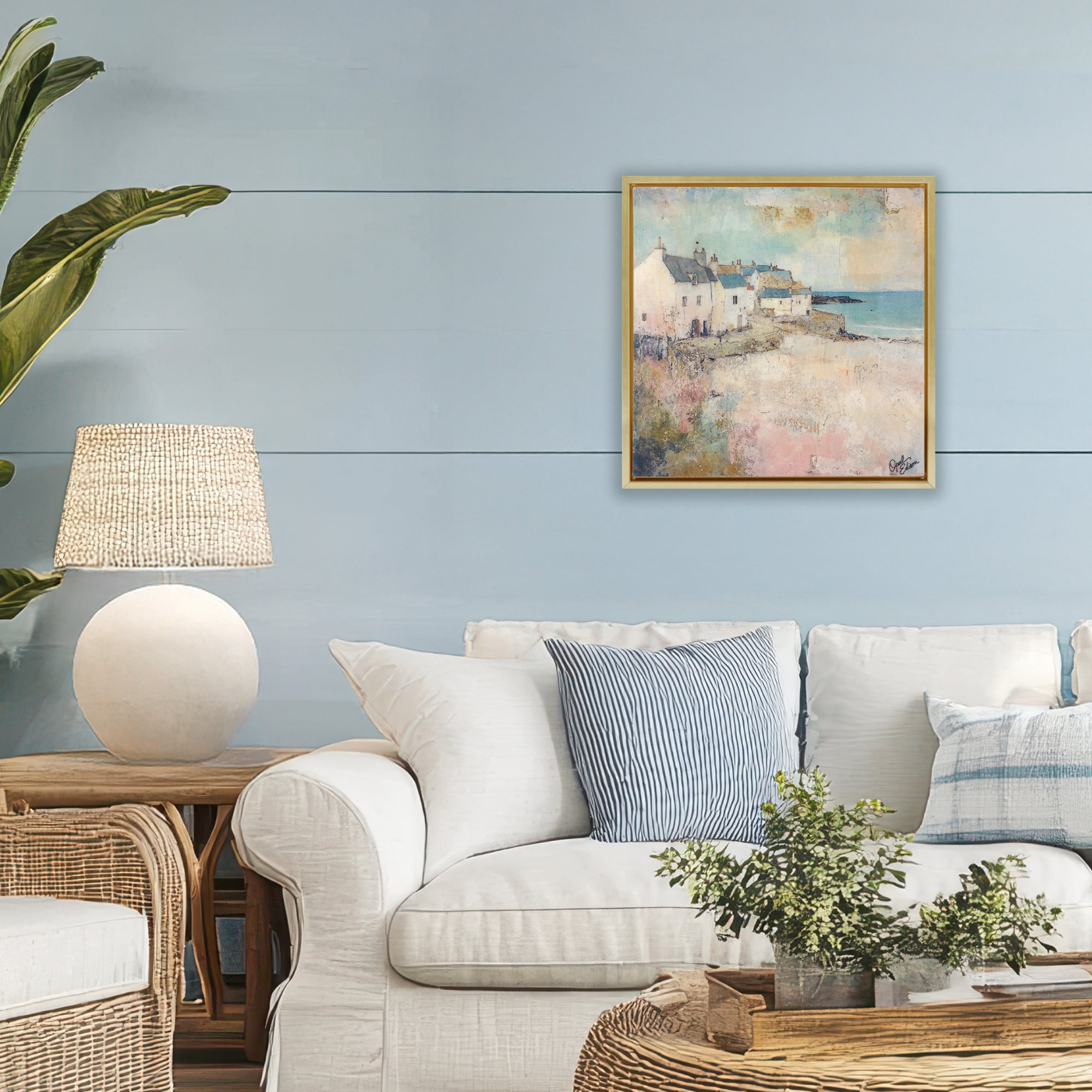 Stupell Industries Town Corner Architecture Gold Framed Floater Canvas Wall Art, design by Opal Edison