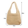 thumbnail image 3 of Bolso de compras bohemio con asa de paja para mujer para la playa de verano (beige), 3 of 4