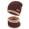 Mens Winter Beanie Hat Scarf Set Warm Knit Hat Thick Fleece Lined Winter Cap Neck Warmer,Coffee