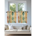 thumbnail image 4 of Orange Teal Red Tier Curtains 24 Inch Length,Sheer Curtains for Bedroom Living Room Window Boho Ethnic Abstract Splashing Art Rod Pocket Drapes Kitchen Curtains Small Half Window 27.5"x24" 2 Panels, 4 of 7
