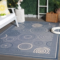 Safavieh Courtyard Hugo Oriental Indoor/Outdoor Area Rug, Blue/Natural, 4' x 5'7"