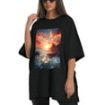 thumbnail image 4 of Plus Size Shirt for Women Black Tops for Women Oversized Short Sleeves Shirt for Women Sunset 3 T Shirt Crewneck Shirt for Women 3XL, 4 of 5