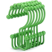 Shower Curtain Hooks, Shower Curtain Rings, Stainless Steel Shower Curtain Hooks Rust Proof Free Sliding Double Shower Hooks for Curtain, Shower Curtains & Liners (Green)