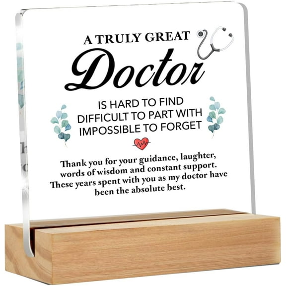 Doctor Gifts for Women Men, Thank You Gifts for Doctor, Doctor Gift for Retirement Leaving Farewell, Best Doctor Gift Clear Acrylic Sign for Home Office Decor, 4x4 Inch