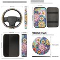 thumbnail image 7 of KUIFORTI Boho Florals 12 Pcs Automobile Seat Covers Car Center Console Cover Car Seat Belt Pad Cover Steering Wheel Covers Wristlet Keychain Universal Fit Most Cars,SUV,Sedan, 7 of 7
