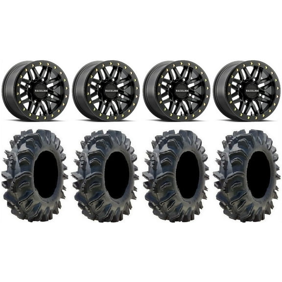 Raceline Ryno Bdlk 14" Bk Wheels 26.5" Terminator Tires Can-Am Commander Maverick Renegade Outlander Defender