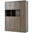 thumbnail image 6 of Euroco Extra Deep Buffet Cabinet with Hutch and Pull-Out Side Cabinet on Wheels, 52.8'' Kitchen Pantry with Adjustable Shelves, Coffee Bar Sideboard Storage Cabinet, 6 of 9