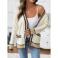 thumbnail image 4 of Cardigan Sweaters for Women Light-Weight Long Sleeve Open Front Knit Cardigan with Pockets Cream White M, 4 of 10