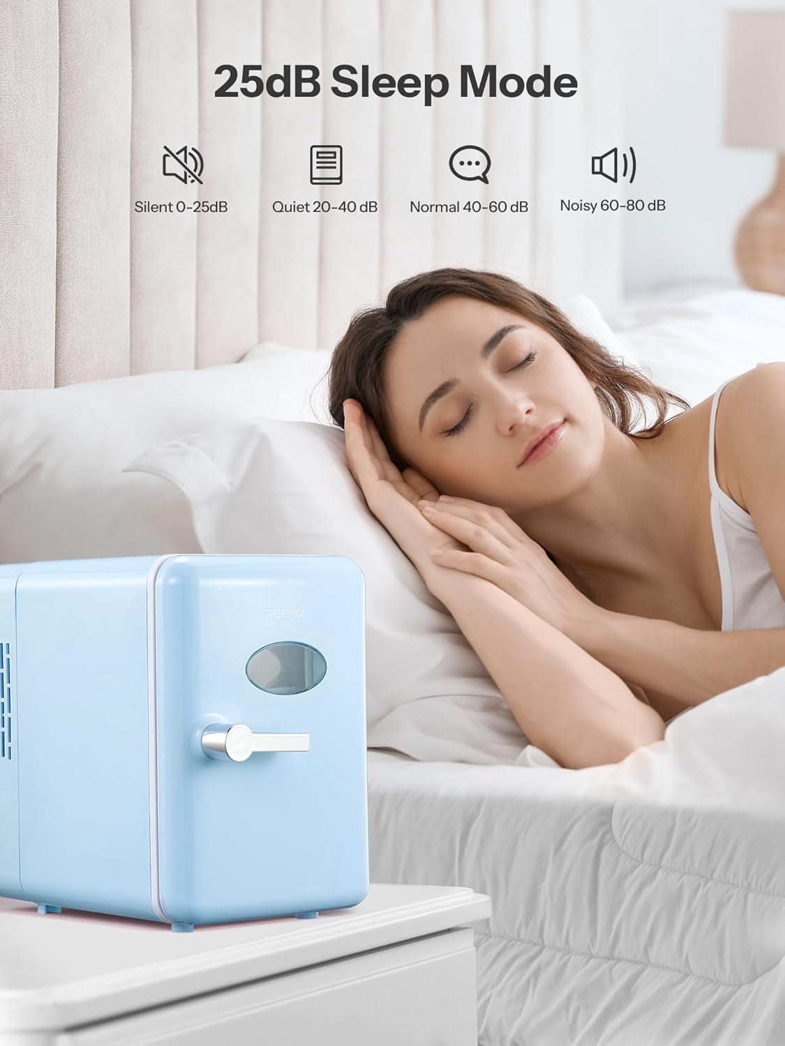 Fridge 4L Retro Portable Cooler for Car & Home,  Skincare Refrigerator with Adjustable Thermostat