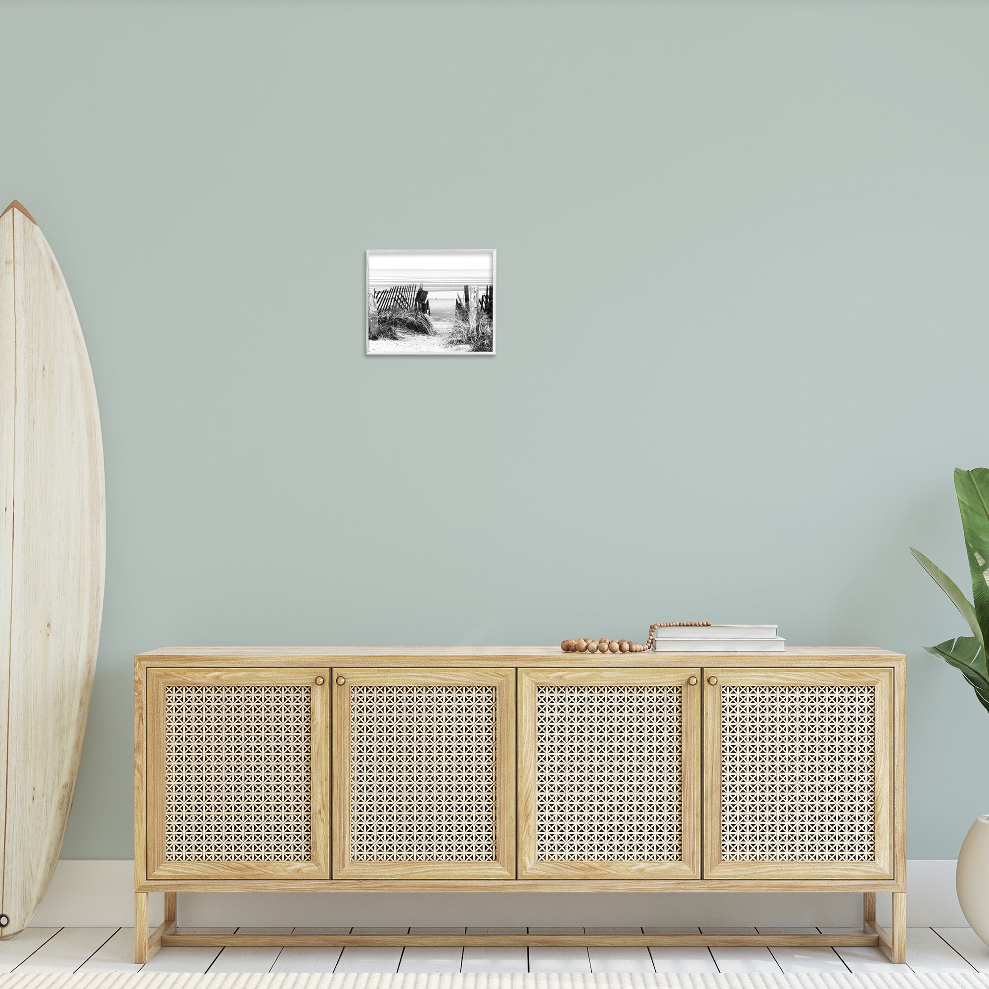 Stupell Industries Fenced Beach Path Landscape Photography White Framed Art Print Wall Art, 14 x 11