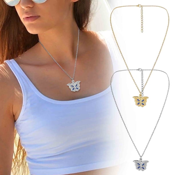 Colgante de corazones bicolor - Joyería regalo para el Día de la Madre con cadena ajustable, diseño de incrustaciones de moda