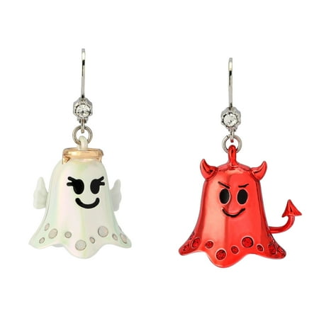Betsey Johnson Women's Halloween Angel & Devil Mismatch Drop Earrings