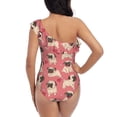 thumbnail image 5 of Sikiie Cute French Bulldog Print Women One Piece Swimsuits Tummy Control One Shoulder Bathing Suits Ruffle Swimwear, From S to XXL-Large, 5 of 6