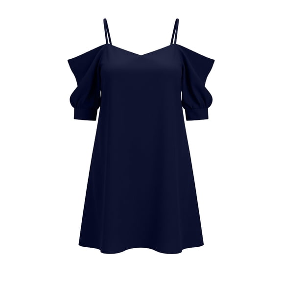 Eawtki Women's Cold Shoulder Spaghetti Strap Mini Dress with Ruffle Sleeves Casual Cocktail Dress for Wedding Guest Party