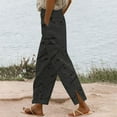 thumbnail image 3 of Baggy Sweatpants for Women New Tie Dyed Cotton Linen Pants for Women Casual Drawstring 2025 Summer Loose Comfy Elastic Waist Lounge Trousers Black S, 3 of 5