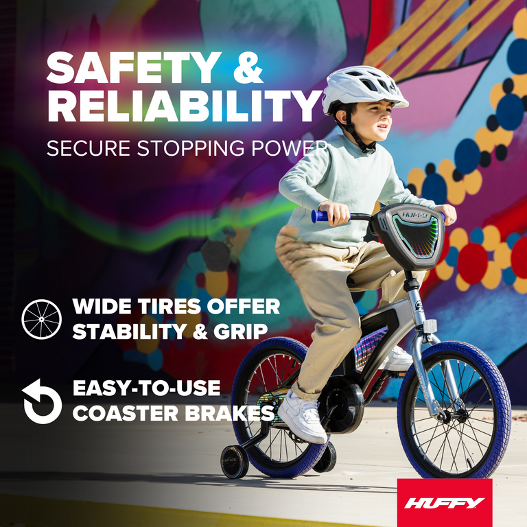 Huffy Electro-Light Kids Bicycle - LED Lights - Grey/Purple
