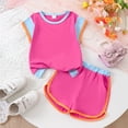 thumbnail image 2 of kmaduk Girls Clothes Color Block Sleeveless Tank Top with Shorts 2PCS Summer Outfits Hot Pink,Size 7-8 Years, 2 of 6
