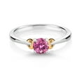 thumbnail image 2 of Gem Stone King 925 Sterling Silver and 10K Yellow Gold Pink Moissanite Solitaire Engagement Ring for Women (0.50 Cttw, Round 5MM, Gemstone Birthstone, Size 7), 2 of 4