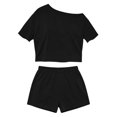 thumbnail image 3 of Naittoop Womens Matching Lounge Sets 2 Piece Off The Shoulder Short Sleeve Top and Biker Shorts Casual Travel Vacation Outfits, 3 of 5