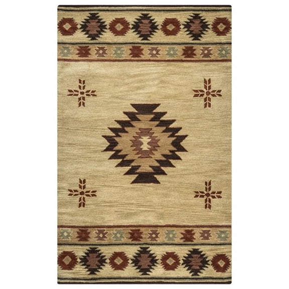 Alora Decor Ryder 6'6" x 9'6" Tribal Khaki/Brown/Burgundy/Sage Hand-Tufted Rug