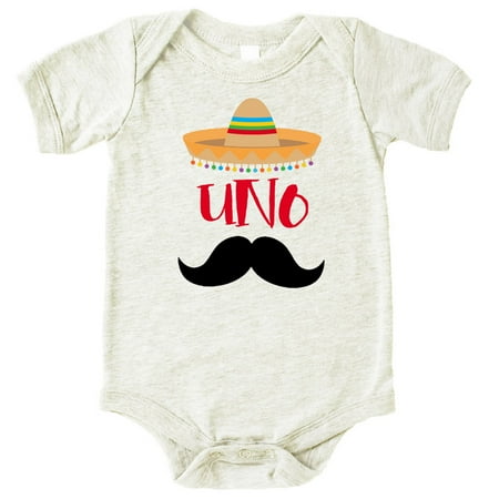 

1st Birthday Uno Bodysuits Fiesta Themed Birthday Sombrero Mustache Birthday Outfit for Baby Boy Outfit Natural Heather Bodysuit 18 Months