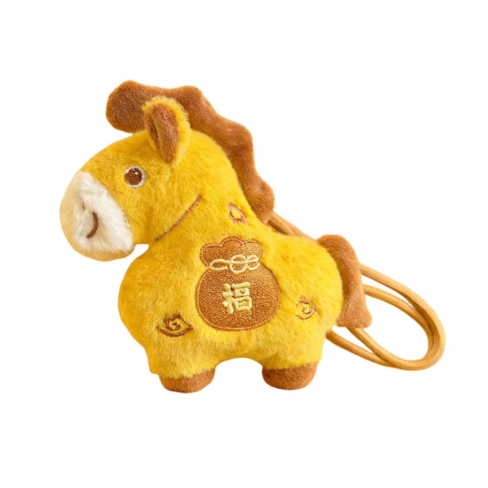 2026 Year of The Horse Chinese New Year Ornaments Hanging Horse Plush Toy Keychain Mini Stuffed with Cultural Symbol Integration Cute New Years Gift for Indoor Outdoor Holiday Car Decoration(1Pc)