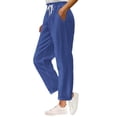thumbnail image 2 of Corduroy Pants Women 2026 Trendy Elastic High Waist Drawstring Wide Straight Leg Lounge Pants with Pockets, 2 of 8