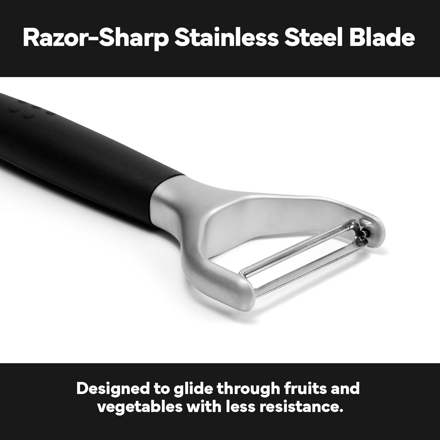 JJEAN-Stainless Steel Vegetable Peeler - Dishwasher Safe Y Peeler - Easy to Use with Potatoes, Cabbage, Carrots, and More - Progessional Grade Kitchen Tool - Black