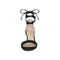 thumbnail image 2 of BLISSFUL STEP Women's Shoes Faux Suede Lace Up Open Toe Kitten Heel Cushioned Footbed Sandals  Black 6, 2 of 8
