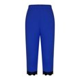 thumbnail image 5 of Stamzod Capri Leggings for Women Fashion Solid Color Summer Elastic Waist Stretch Yoga Capri Pants Casual Slim Fit Lace Split Plus Size Capris for Women Blue B XXXL, 5 of 6