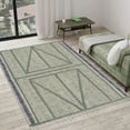 thumbnail image 2 of Casavani - 7'x7' Square Area Rugs for Living Room & Dining Room Green Handwoven Cotton Dhurrie, 2 of 6
