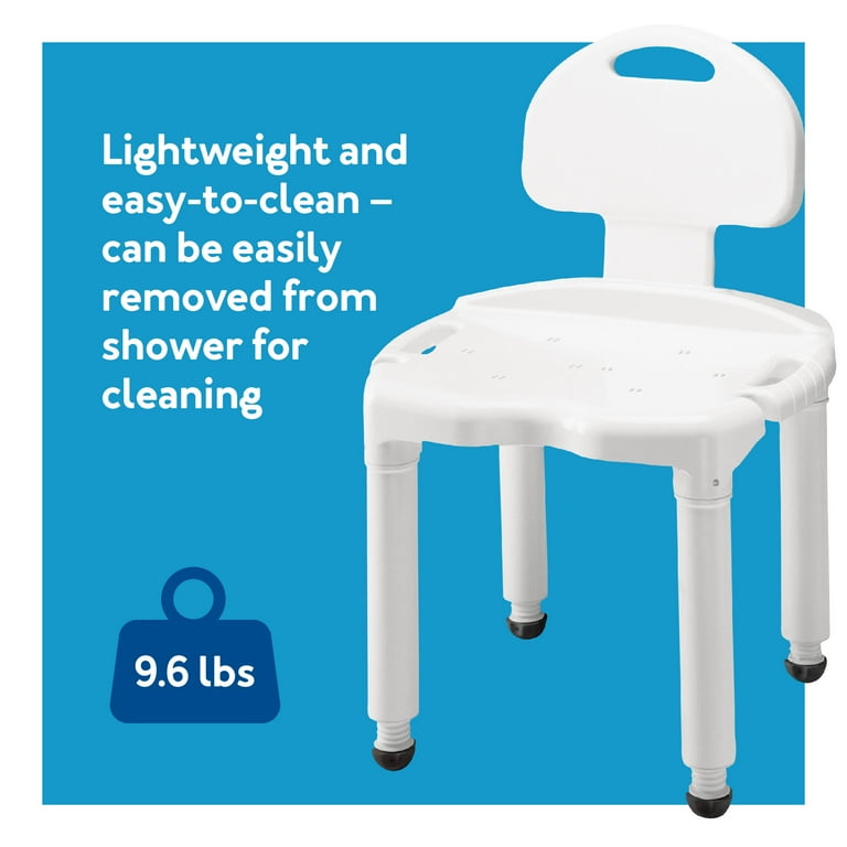 Carex Bath Seat and Shower Chair with Back for Seniors Disabled and Injured Supports up to 400lbs