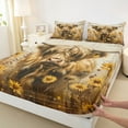 thumbnail image 3 of Manfei Rustic Highland Cow Queen Sheet Sets,Country Floral Sunflower Flat Sheet,Farm Animal Queen Fitted Sheet For Girls Boys,Luxury Bedroom Decor,4 Pieces, 3 of 7