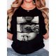 thumbnail image 1 of Women's "Cool Girl" Graphic T-Shirt - Stylish Black Tee with Artistic Print, Round Neck, Short Sleeves, Casual & Comfortable, Relaxed Fit Tee | Geometric Pattern | Glossy Finish, 1 of 6
