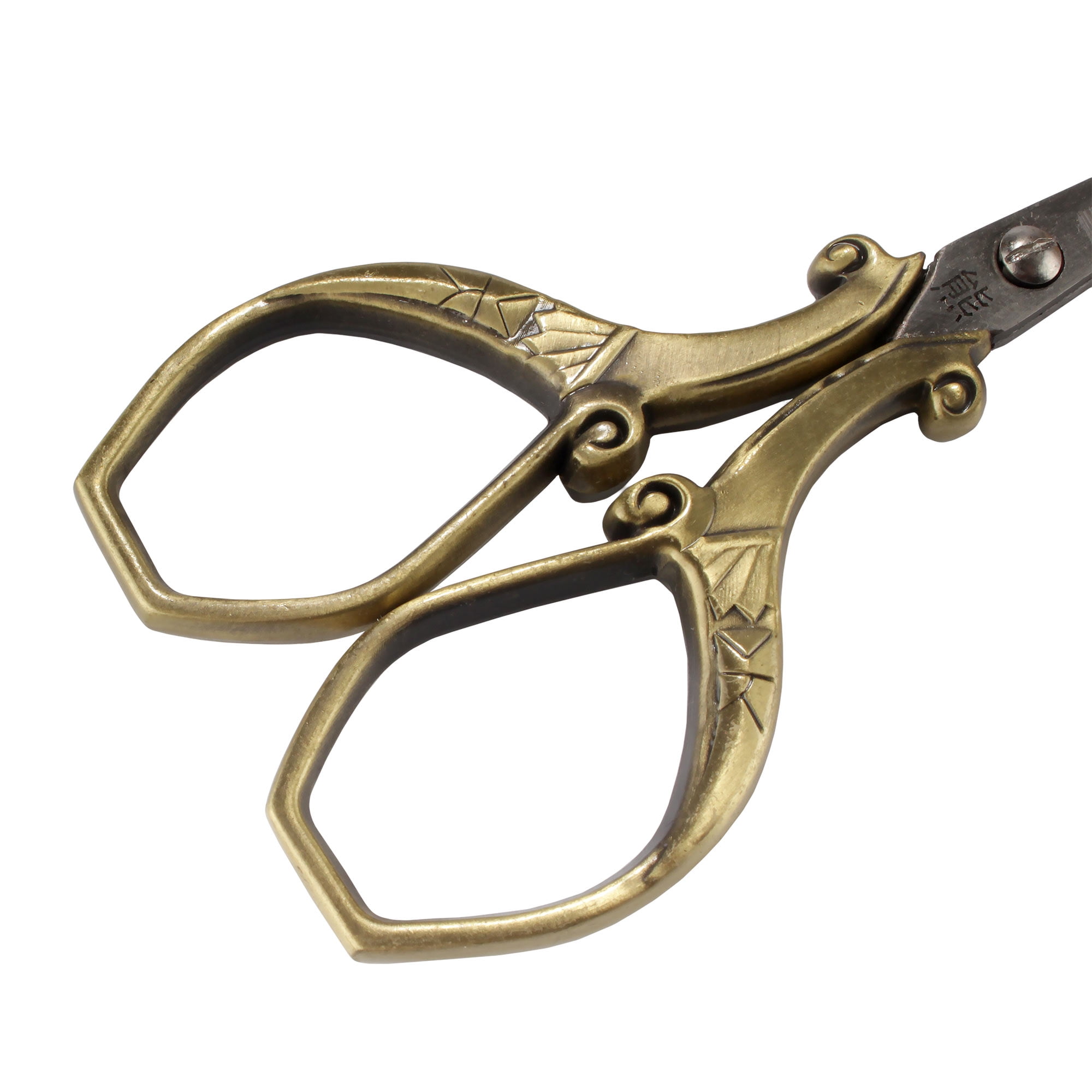 JubileeYarn Heirloom Craft Embroidery Scissors w/ Decorative Cast Handles Chinese Wing and Cloud - Bronze