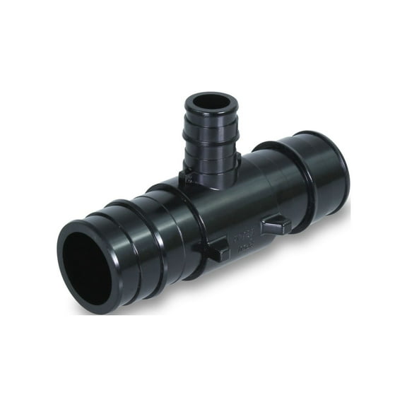 Supply Giant PEX-A Reducing Tee Pipe Fitting; Plastic Poly Alloy; 3/4'' x 1/2'’ x 1/2'' Expansion Barb; Black
