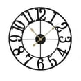 thumbnail image 7 of Arsvita  16 Inch Large Wall Clock, Silent Non-Ticking, Battery Operated Metal Clock, Oversized, Decorative Retro Clock for Farmhouse, Dinner and Living Room, Indoor, Outdoor(Black Arabic Number), 7 of 7