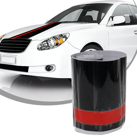 Matte Black with Red Rally Stripes Racing Trim Car Body Front Hood Decal