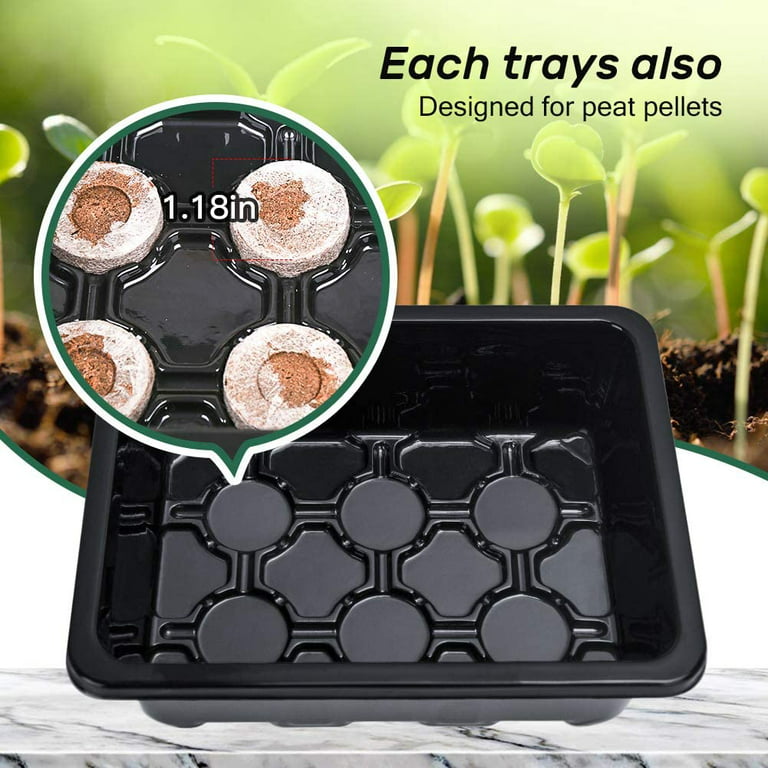 Sdjma Seed Starter Tray 5 Packs Seedling Starter Trays with Grow Light, Seed Starting Trays Kit with Humidity Dome (60 Cells) Indoor Gardening Plant
