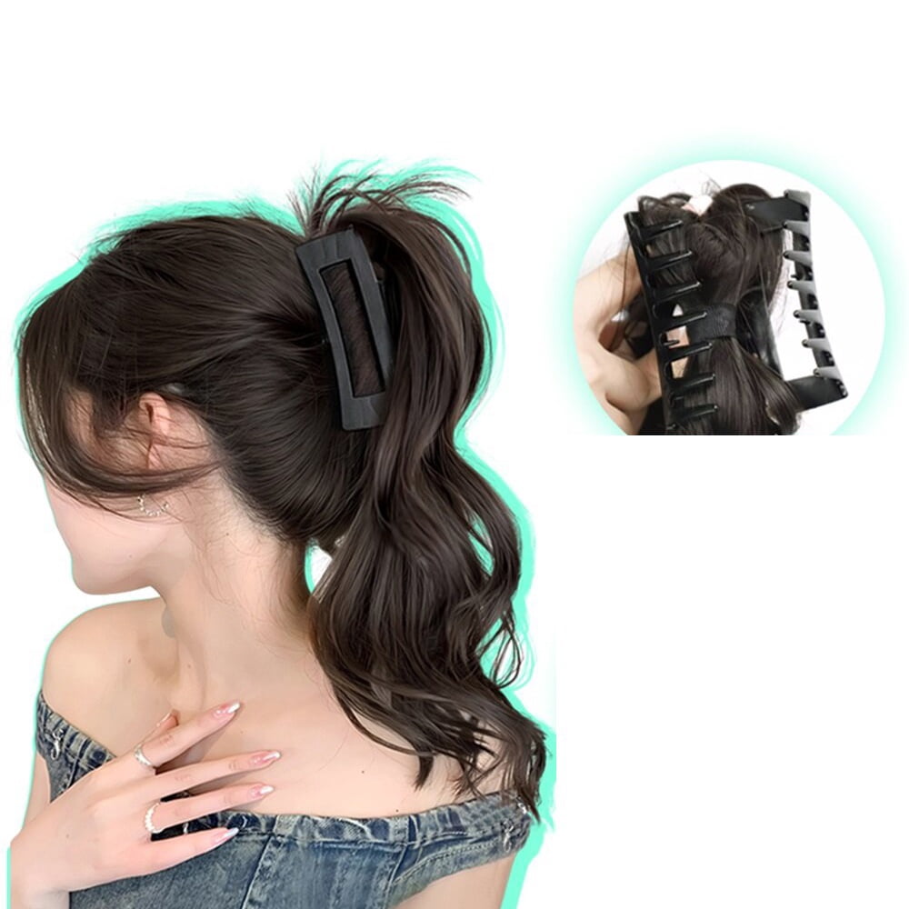 synthetic wig Y2K Hotties Girls Long Fluffy Curly High Ponytail Grab Wig Elegant Women Half Waterfall Clip-on Hair Extensions