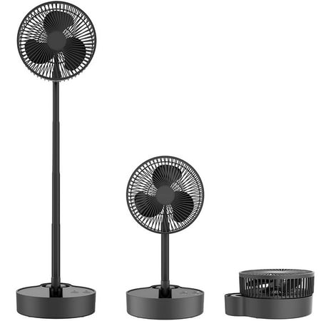 

GZXS 8 Portable Rechargeable Fan 10000mAh Battery Operated Oscillating Fan Height-Adjustable 3 Speeds Foldable Fan Small Standing Fan for Home Office Picnic Camping Black