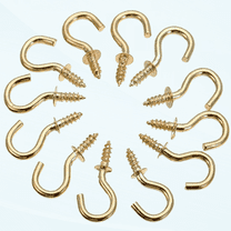 Ceiling Screw Hooks Hanging Cup Hooks Brass Plated 50 Pcs (3/4 inch)