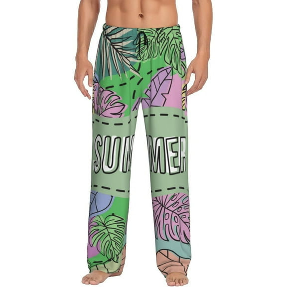 Vsdgher Summer Print Mens Pajama Pants Sleep & Lounge Pants, PJ Bottoms With elastic waistb and Pockets